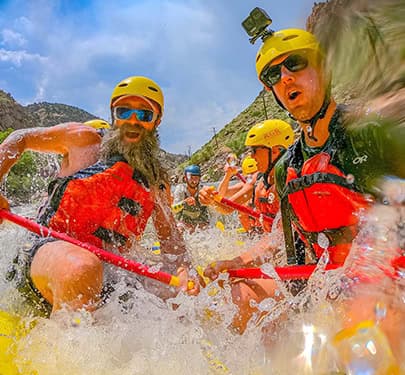 Royal Gorge Rafting guides leading a whitewater adventure